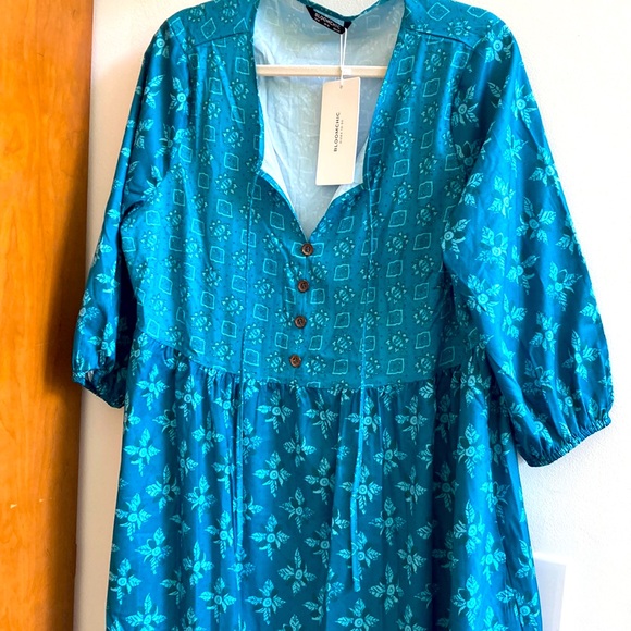 NWT BloomChic “ZOLA” Oversize turquoise bohemian caftan. Batik print. Size 12 - Picture 2 of 8